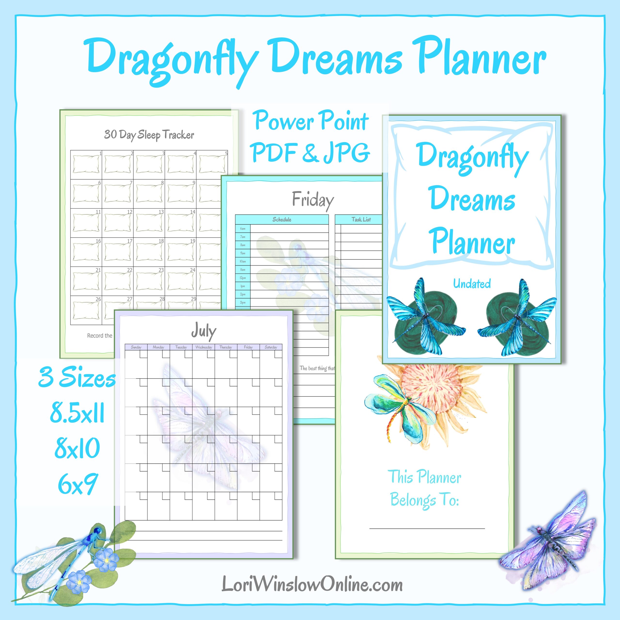 Dragonfly dreams planner mockup
