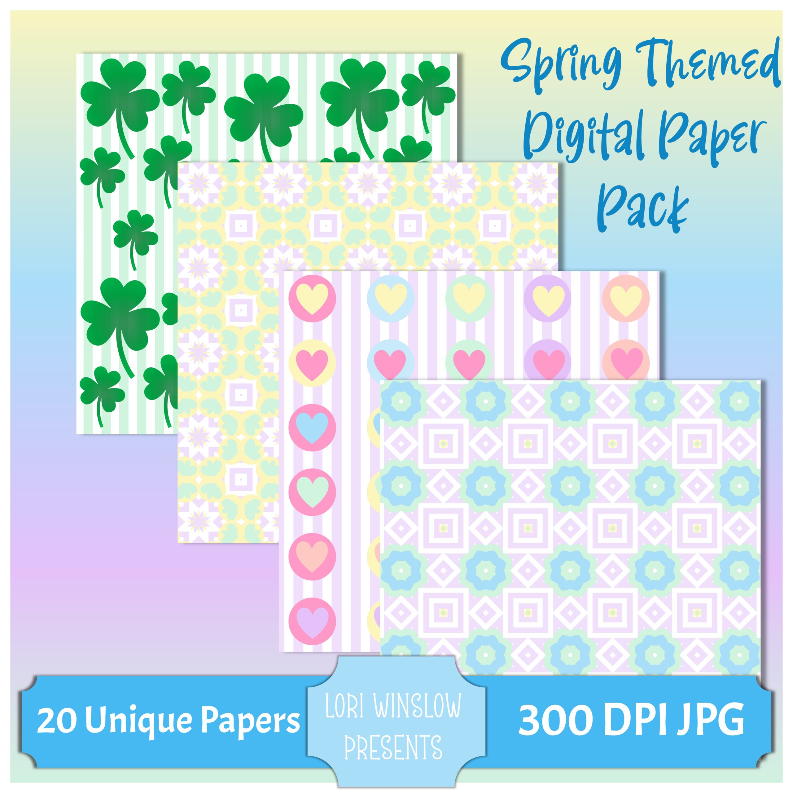 Spring themed paper pack mockup
