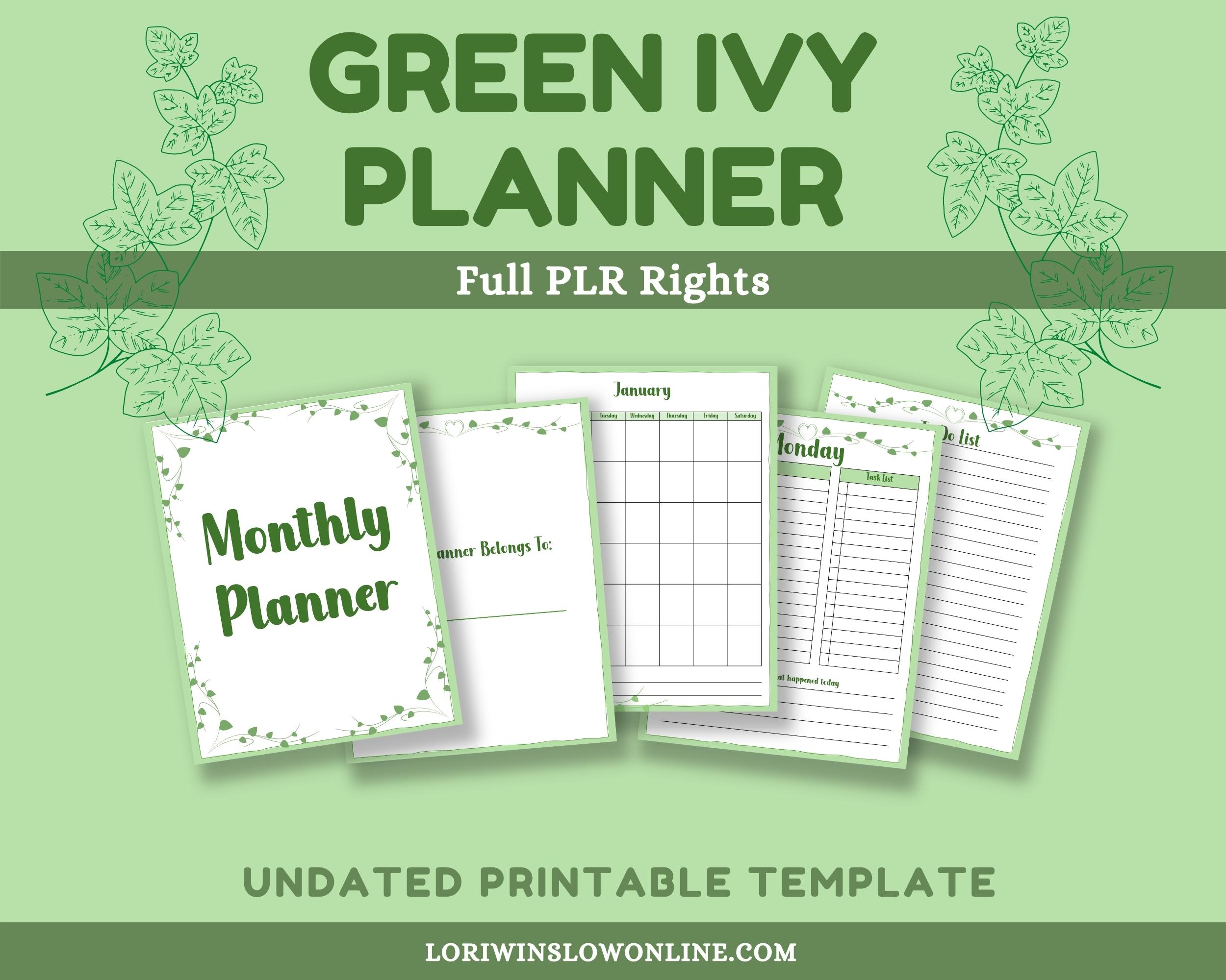 green ivy planner mockup