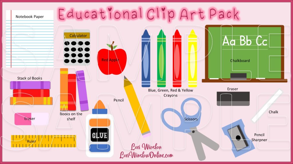 Educational clip art pack no outline mockup
