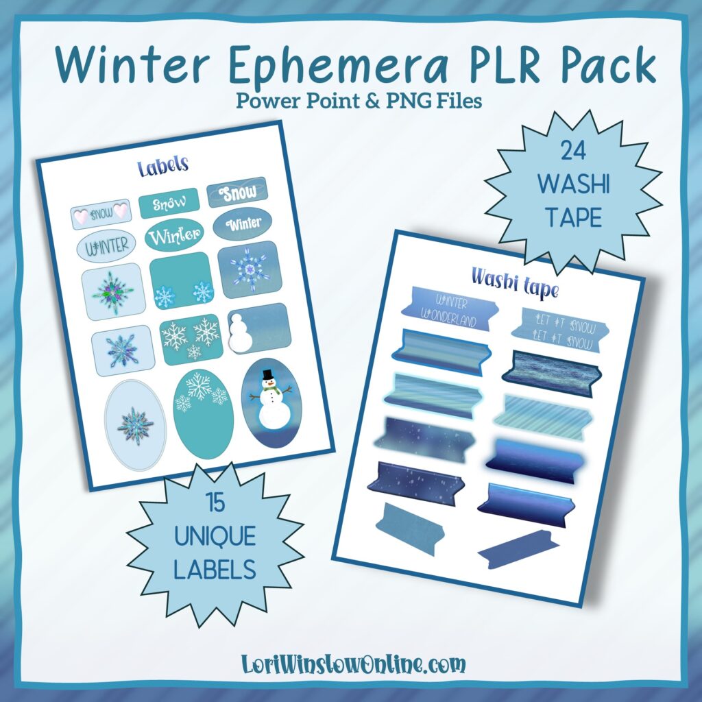 Winter themed label and washi tape ephemera mockup