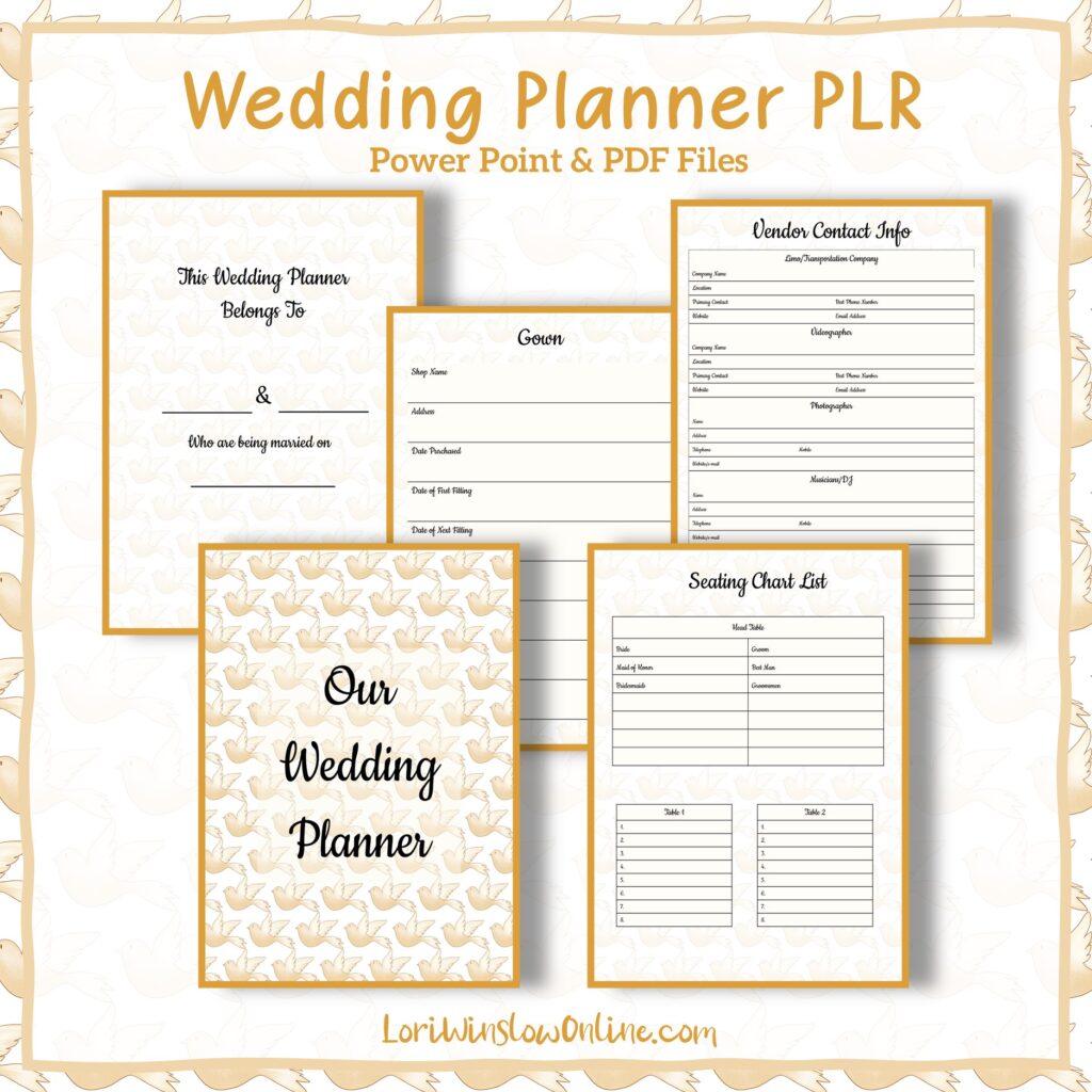 Dove Printable Wedding Planner Mockup