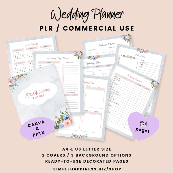 Wedding Planner pages mockup