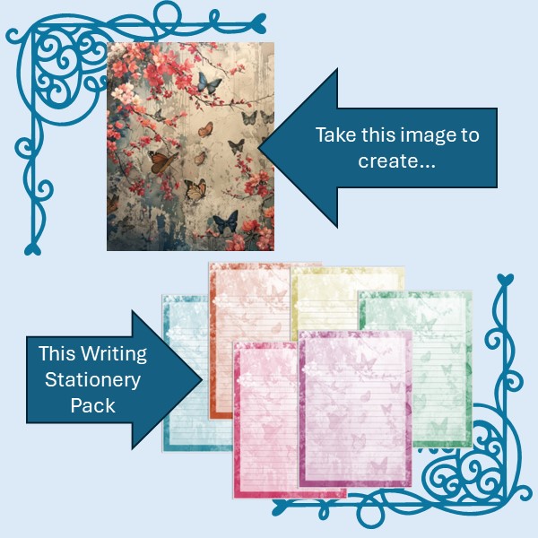Etsy listing example of butterfly stationery